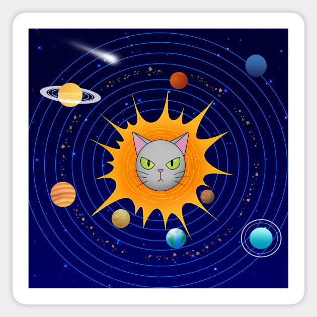 My Cats Place In The Universe Sticker by Fizzy Vee